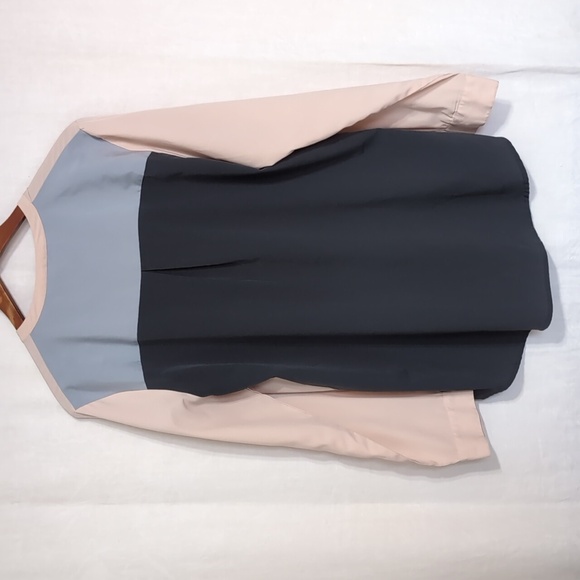 Banana Republic Pink Grey Colorblock Chiffon Long Sleeve Button Up Size Large - Picture 6 of 6